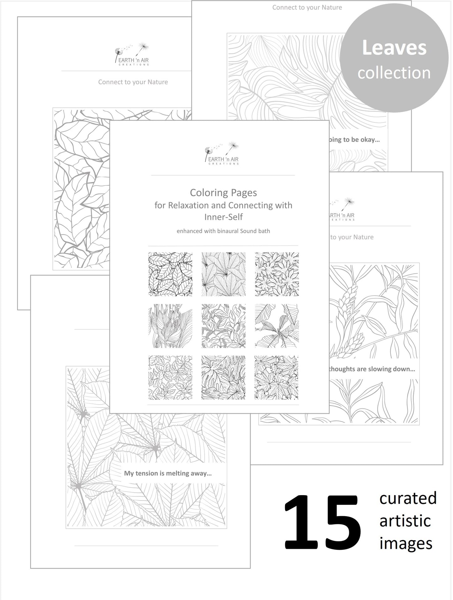 Printable Coloring pages with a Sound bath – Leaves Edition